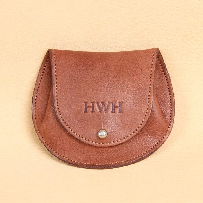 brown leather pouch