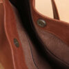 brown leather tote bag snap closure