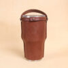 Leather tumbler sleeve for 30 ounce Yeti Rambler cup back brown leather embossed with Col Littleton logo.