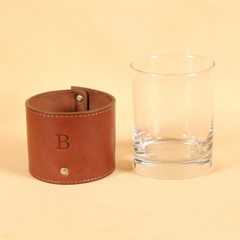brown leather sleeve with veranda glass