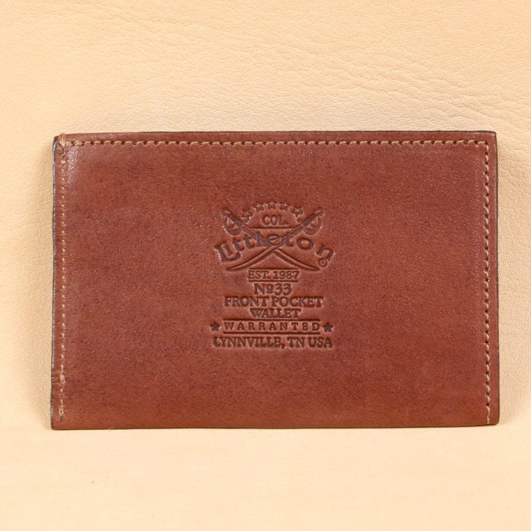 no 33 vintage brown wallet with product stamp
