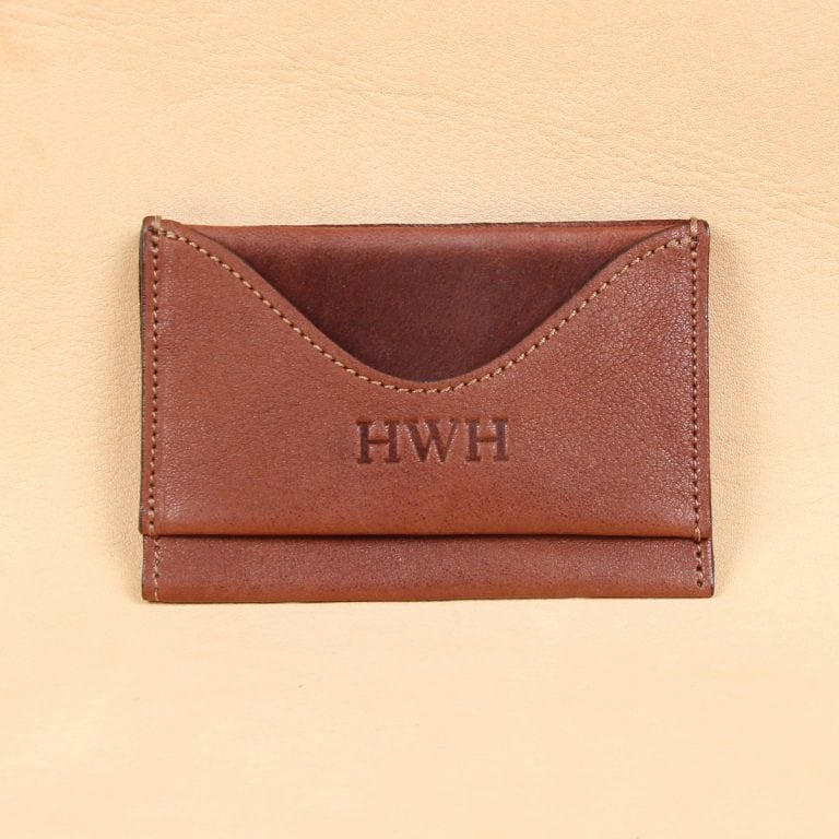 no 33 vintage brown wallet with personalization stamp