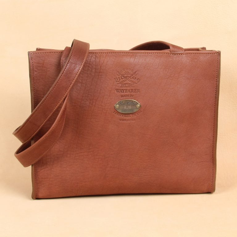 wayfarer tote in vintage brown american leather