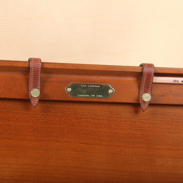 no10 american cherry wood writing board with leather straps and personalized plate