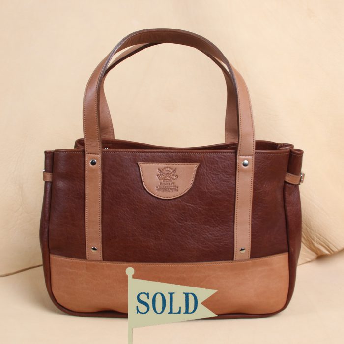 The Bentley Tote - Brown Leather with Saddle Tan Trim ID002 - Colonel