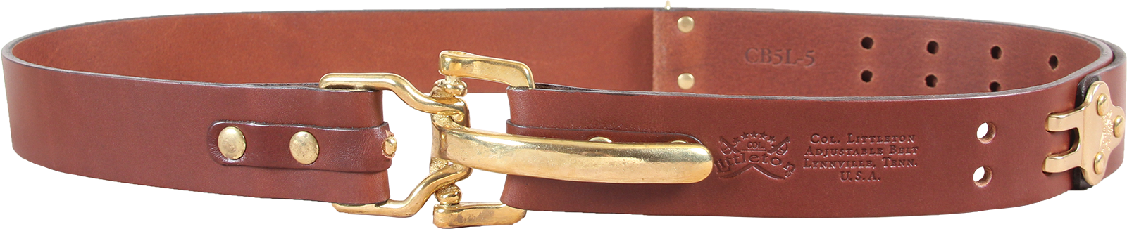 Cutout image of Colonel Littleton No.5 Cinch belt, brown leather with brass hardware