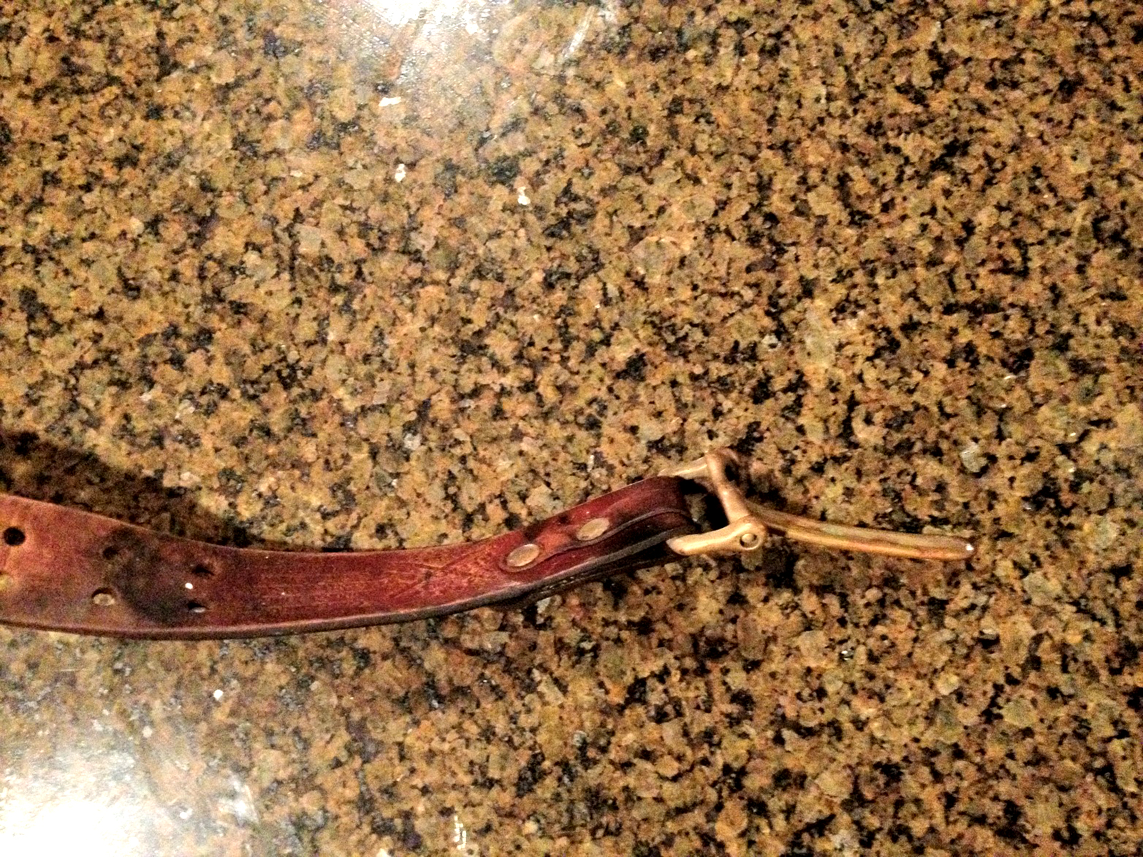 Worn, water-damaged No. 5 Cinch Belt, cleaned up, cinch latch