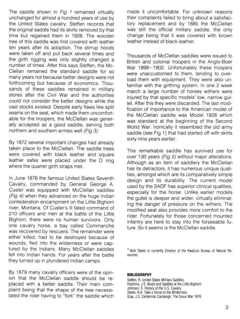 The McClellan Cavalry Saddle 6 Page three of a brief historical document concerning the origins of the McClennan cavalry saddle.