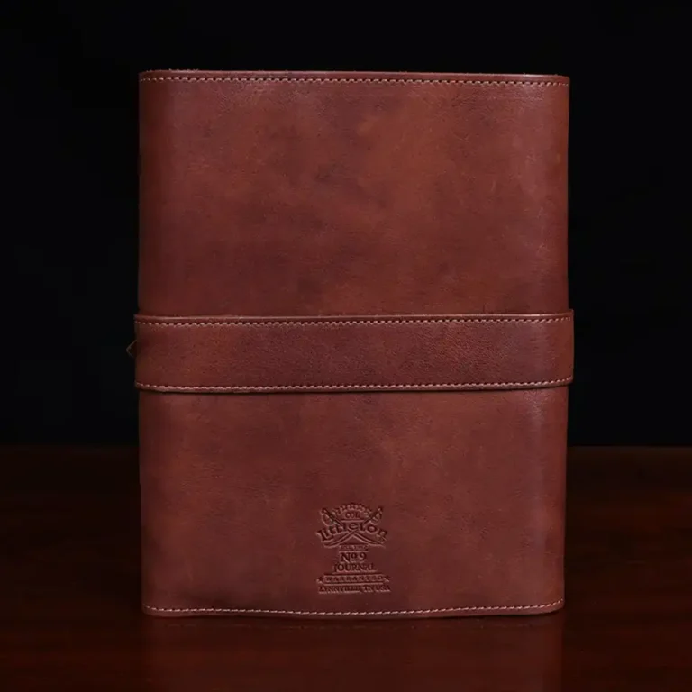 no 9 journal in vintage brown showing the back