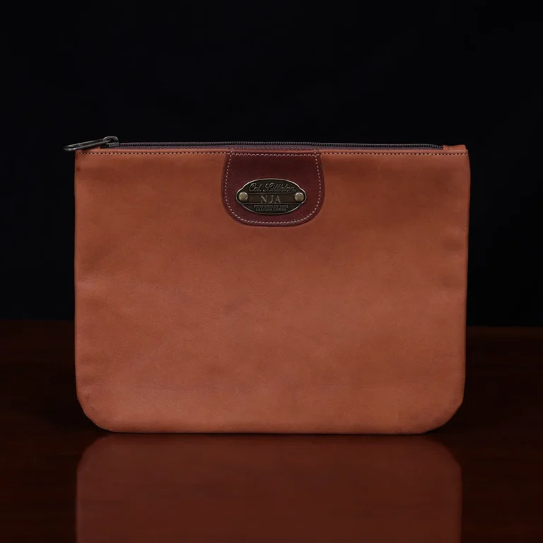 no2 medium leather brown zip it bag front view