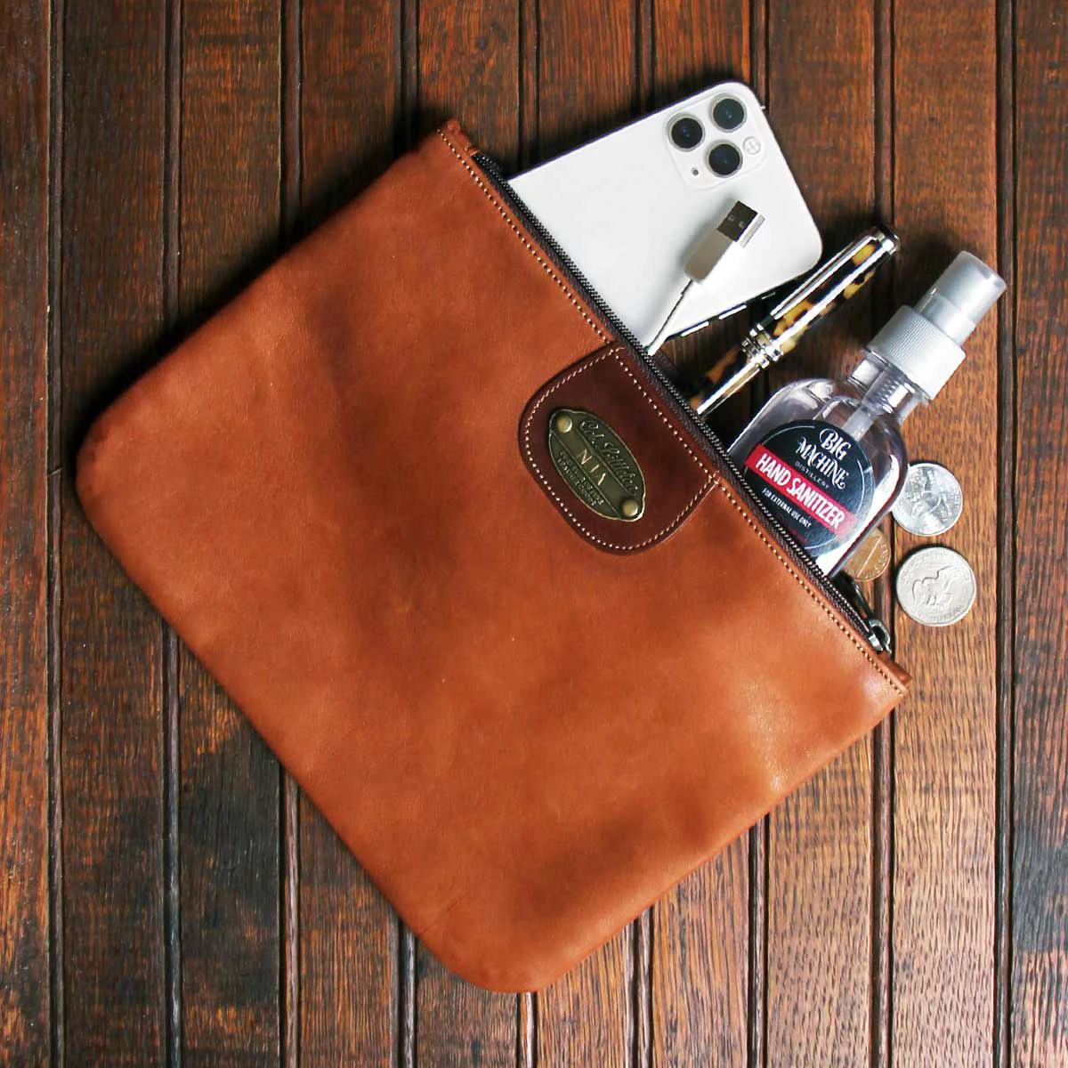 Small Full-Grain Leather Zipper Pouch - No. 1 Zip It, USA Made