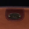 no2 medium leather brown zip it bag - close up of personalization