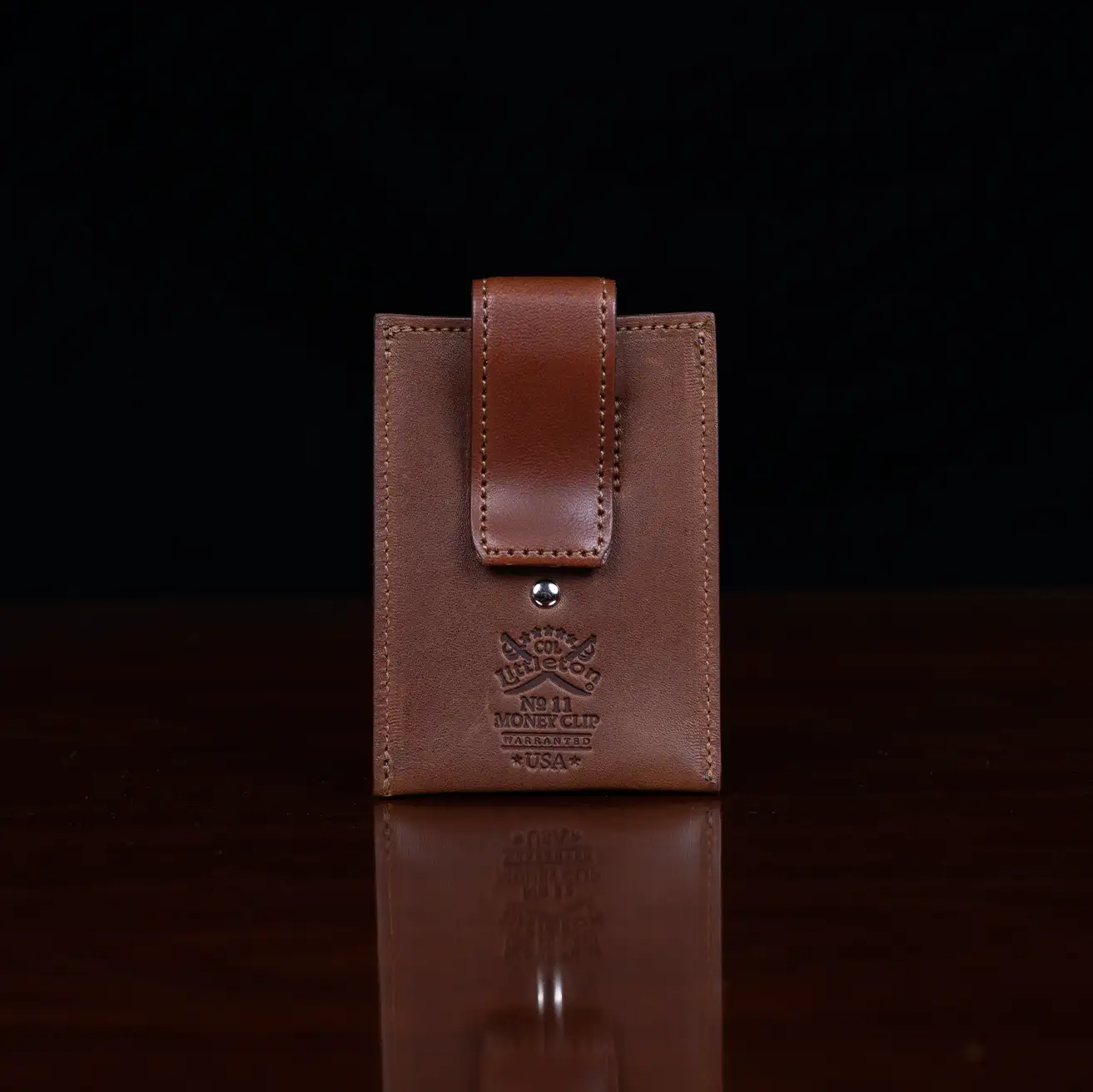 Wide Leather Money Clip Wallet