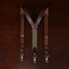 back view tobacco brown american buffalo leather suspenders