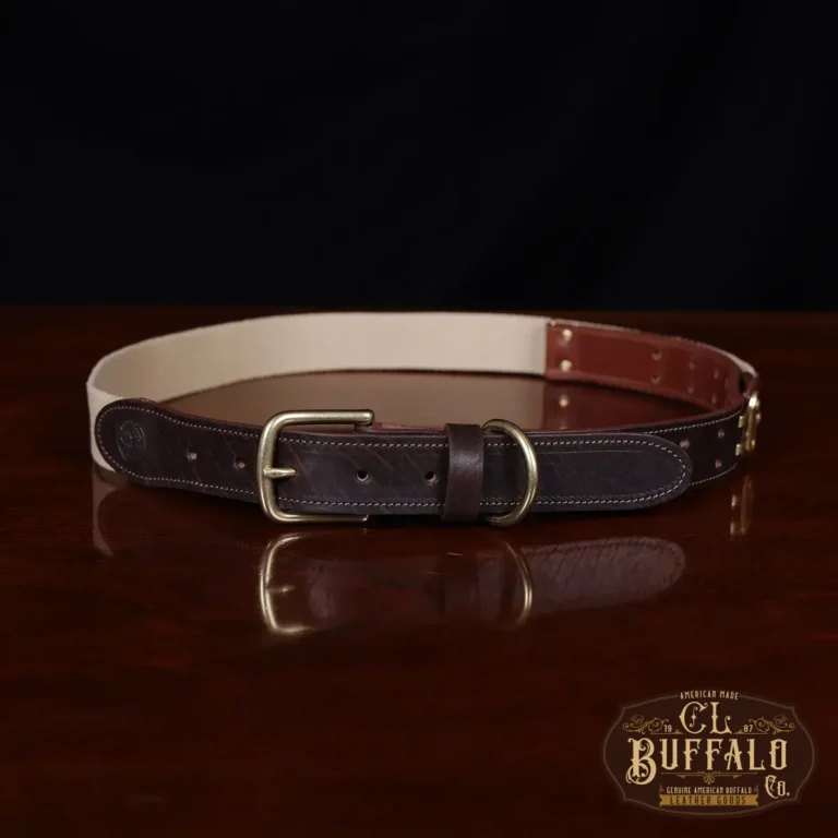 No 1 Surcingle Belt in Tobacco Brown American Buffalo front view