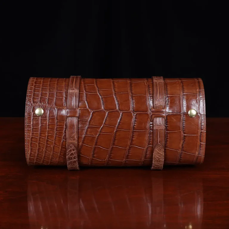 No. 2 Shave Dopp Kit in Vintage Brown American Alligator with No. 8 Khaki Cotton Canvas Lining - Serial Number 001 - bottom view