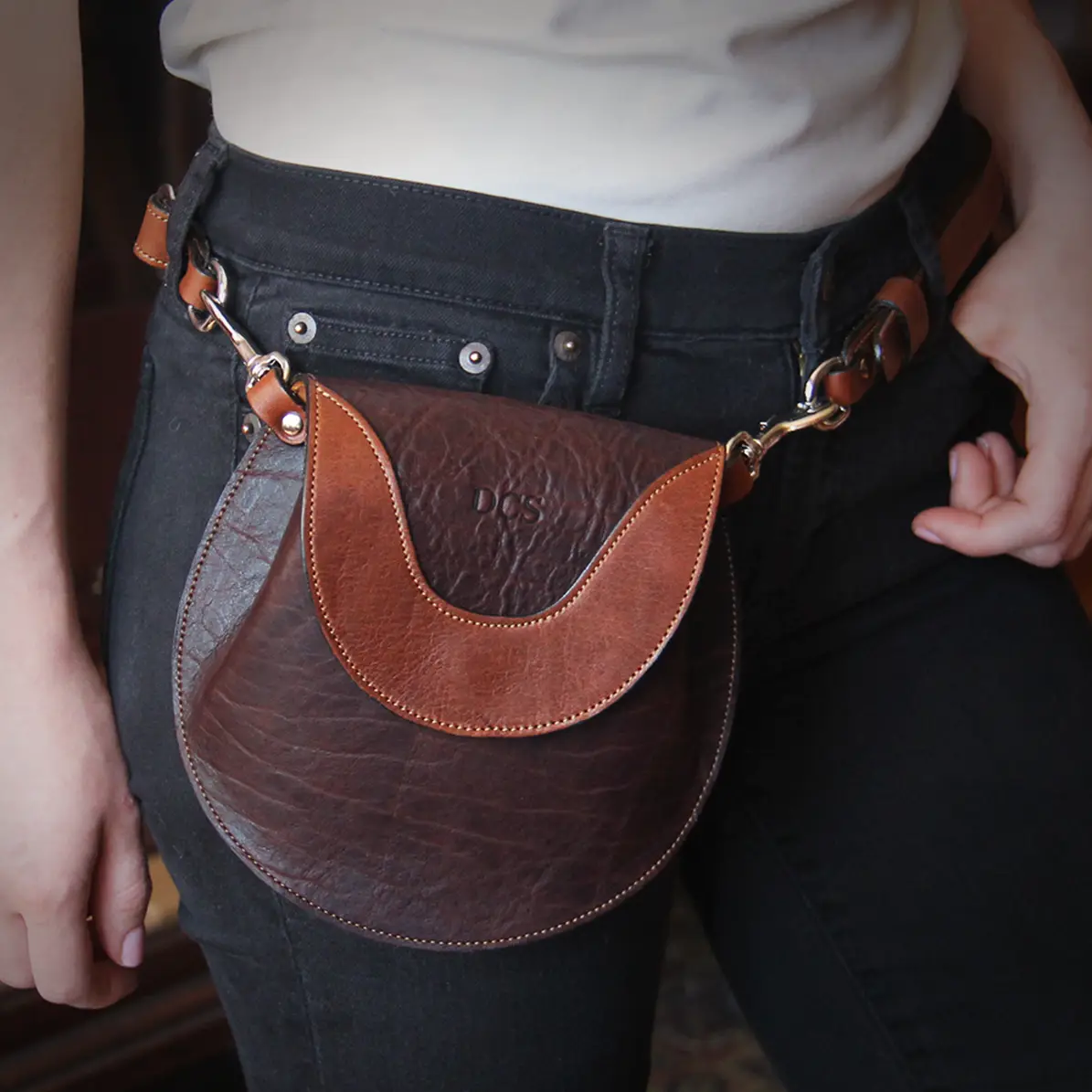 Retro Leather Convertible Flap Crossbody Belt Bag