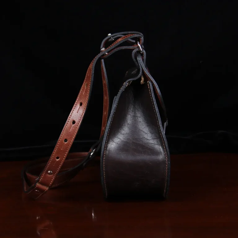No. 17 Hunt Bag made of two-tone brown American Buffalo and Vintage Brown Steerhide leather side view