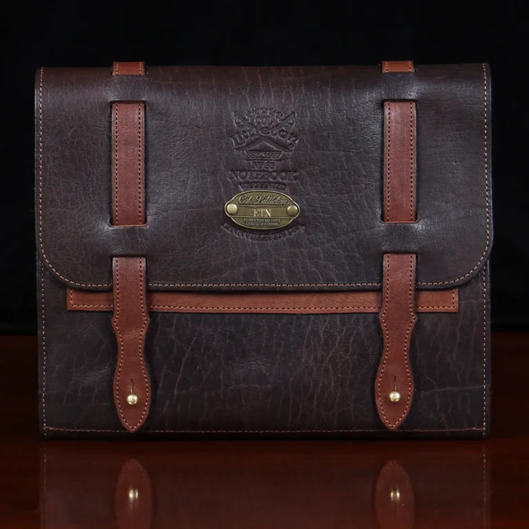 No. 33 Notebook in Tobacco Brown American Buffalo Leather with personalization plate