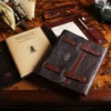 No. 33 Notebook in Tobacco Brown American Buffalo Leather on wood desk