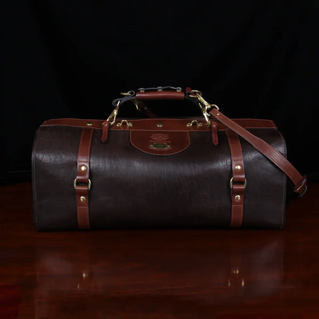 Travel "Colonel Style" this Summer 13 No. 1 Duffel Bag in Tobacco Brown American Buffalo - Front open view