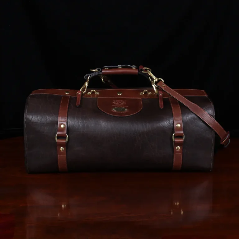 No. 1 Duffel Bag in Tobacco Brown American Buffalo - Front open view