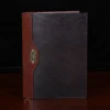 Dark drown buffalo leather composition journal cover - front view