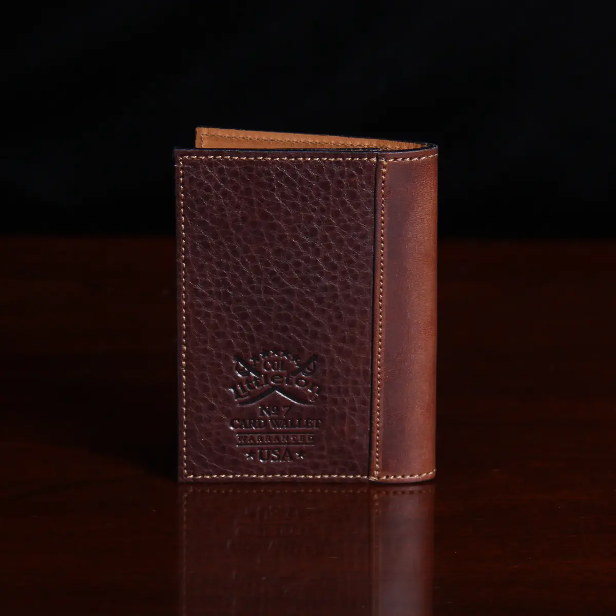 American buffalo tobacco brown no7 card wallet - back view