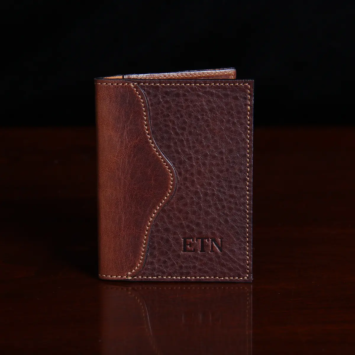 The Jefferson Personalized Fine Leather Card Holder Wallet, Brownat Holtz Leather