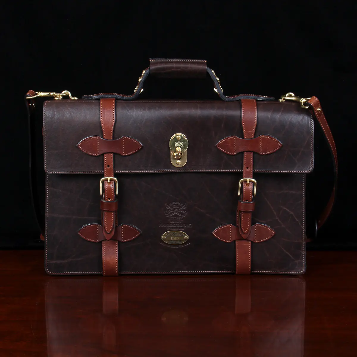 Leather Navigator Briefcase No. 1943, USA Made, Full-Grain