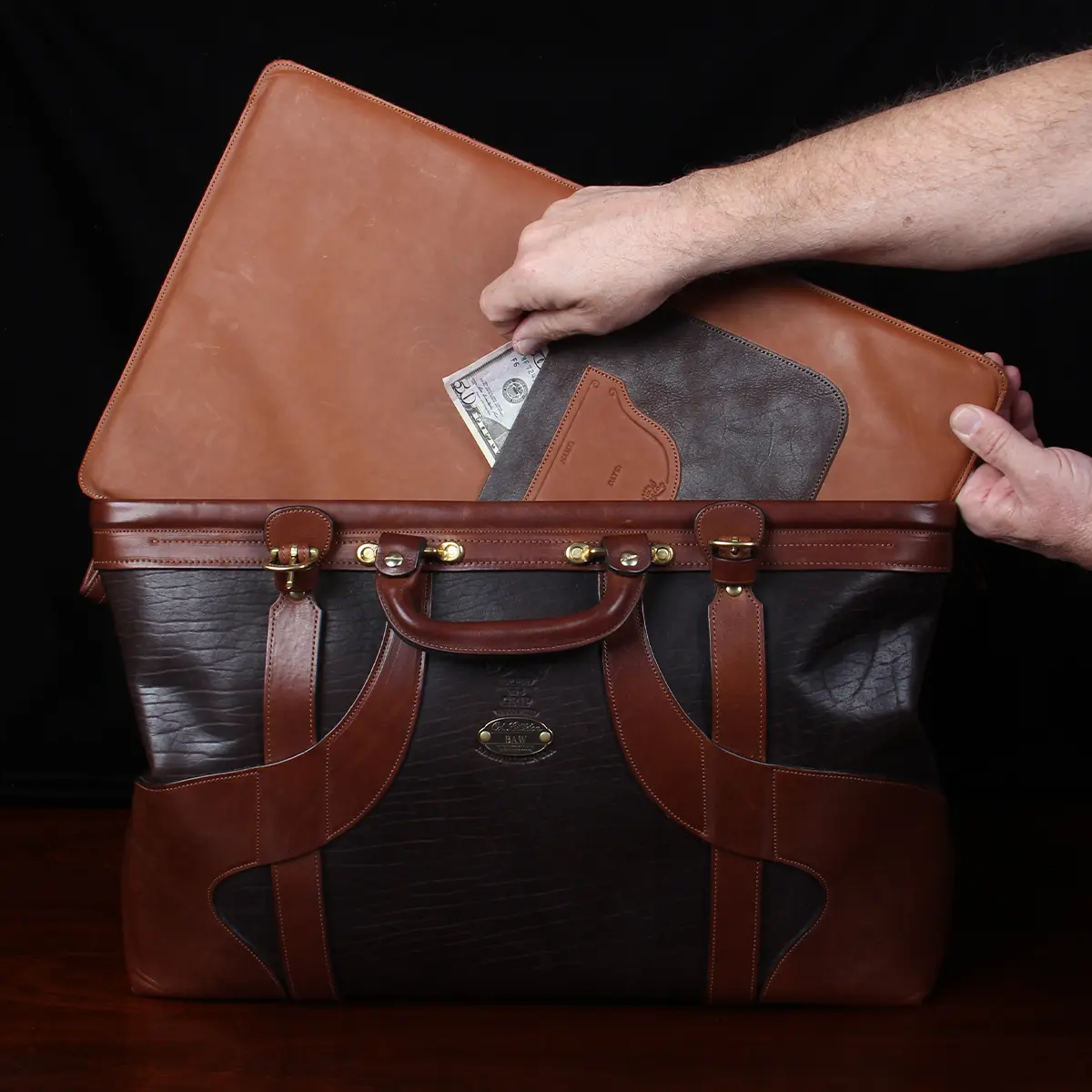 Buffalo Leather Duffle, No. 5 Grip Travel Bag - USA Made