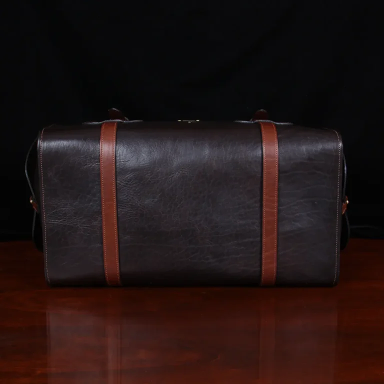 No. 2 Duffel Bag in Tobacco Brown American Buffalo with Vintage Brown American Steerhide trim - bottom view