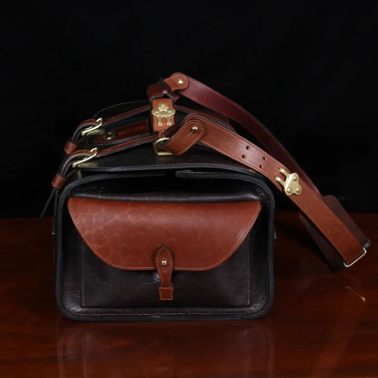 No. 2 Duffel Bag in Tobacco Brown American Buffalo with Vintage Brown American Steerhide trim - side view