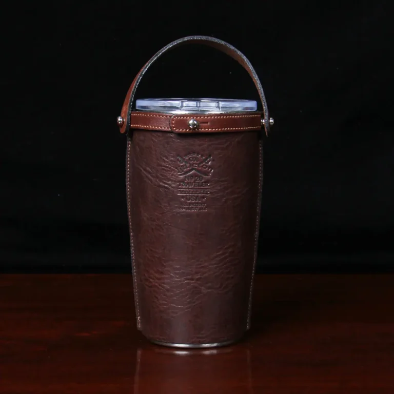 No. 20 Tobacco Brown American Buffalo Traveler Set on wood table - back view