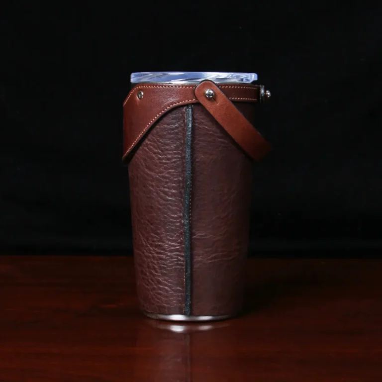No. 20 Tobacco Brown American Buffalo Traveler Set on wood table - side view