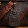 front view Tobacco Brown American Buffalo Luggage Tag on a no 1 grip bag in american buffalo