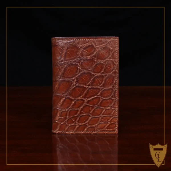 No. 23 Pocket Journal in Vintage Brown American Alligator - ID 002 - front view cut out on a black background