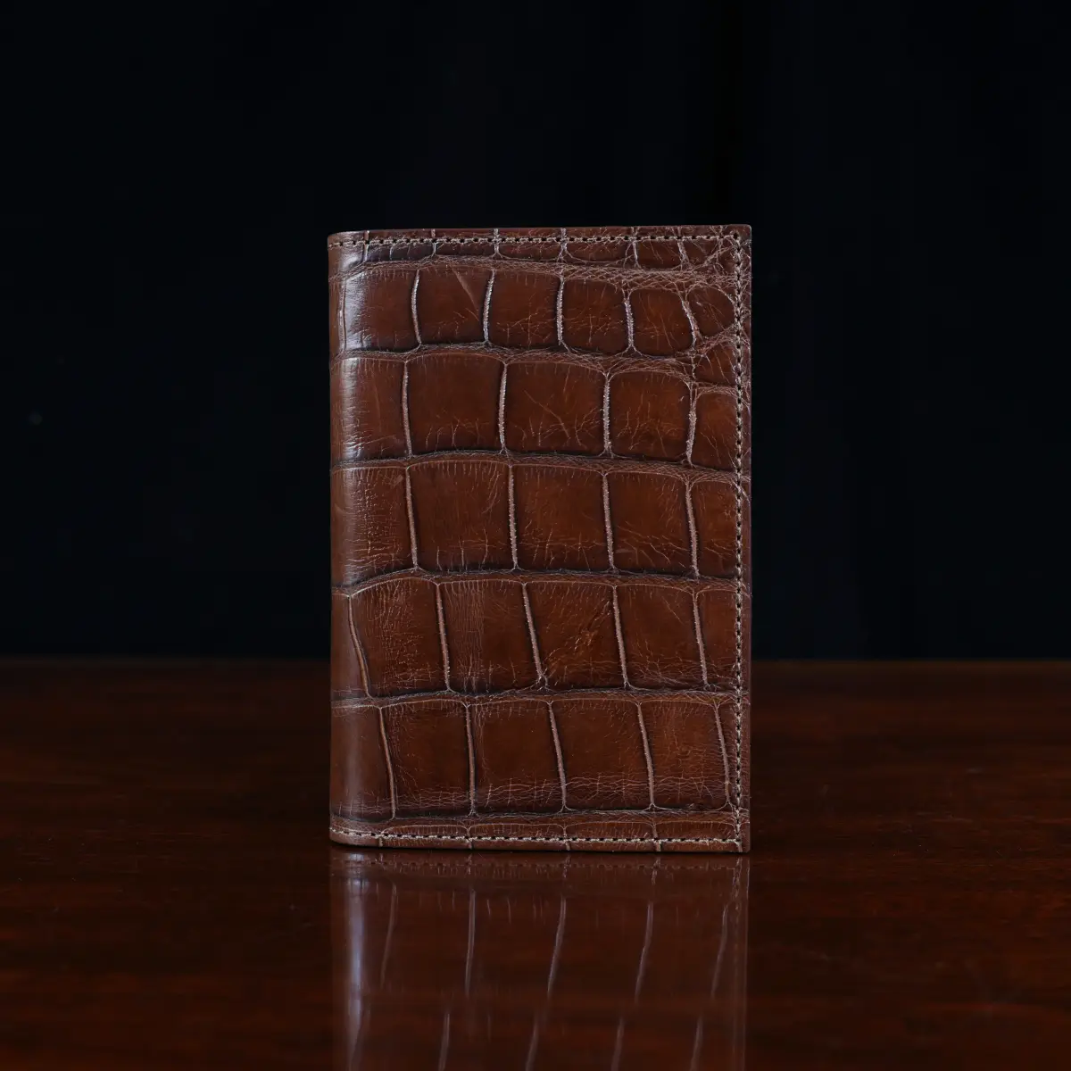 No. 23 Pocket Journal in Vintage Brown American Alligator - ID 002 - front view