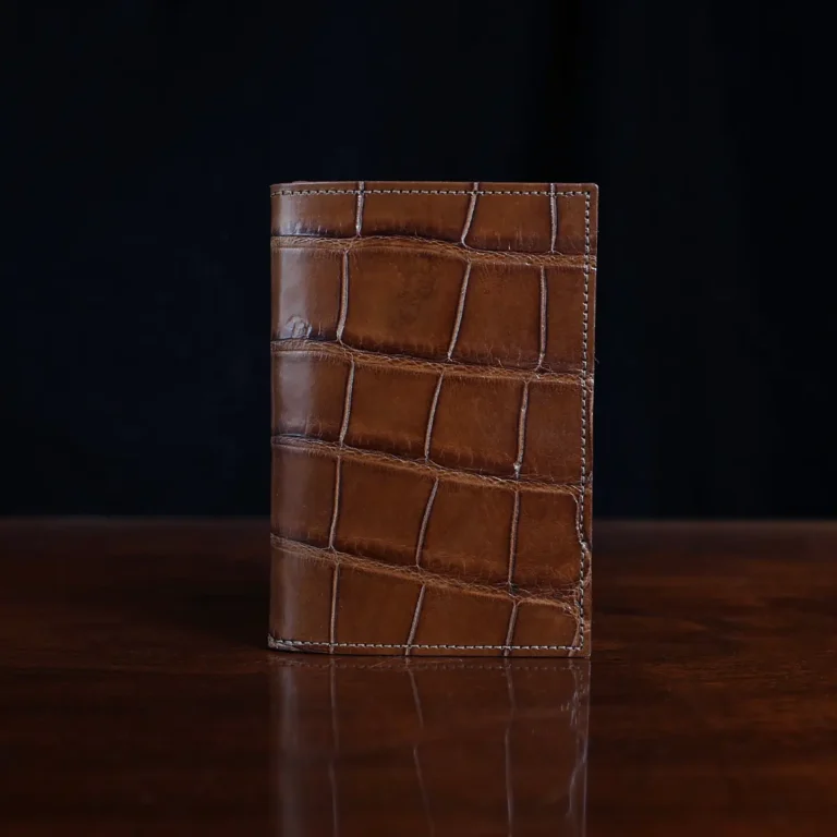 No. 23 Pocket Journal in Vintage Brown American Alligator - ID 002 - front view