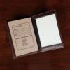 Open view of the American Alligator No. 23 Pocket Journal. The inside is trimmed in American Steerhide and Buffalo and showcases the notebook.