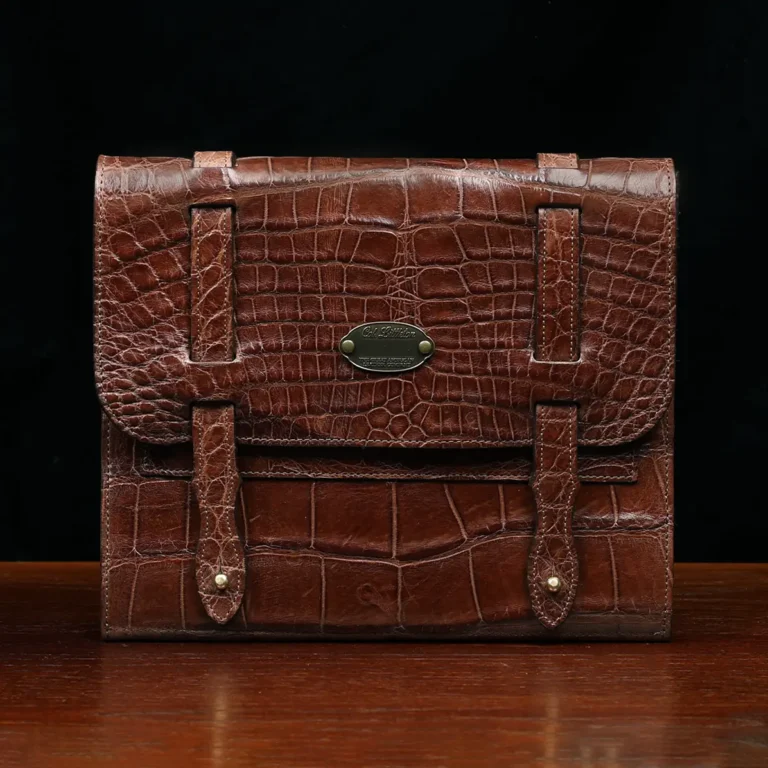 No. 33 Notebook in Vintage Brown American Alligator - ID 001 - front view