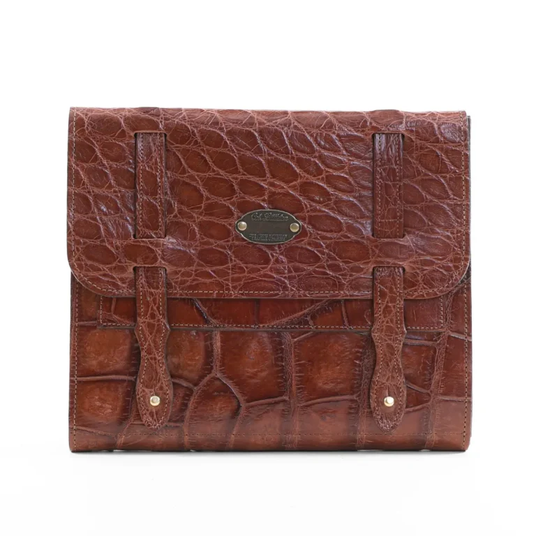 No. 33 Notebook in Vintage Brown American Alligator - ID 001 - front view