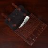 No. 33 Notebook in Vintage Brown American Alligator - ID 001 - open view of inside notebook