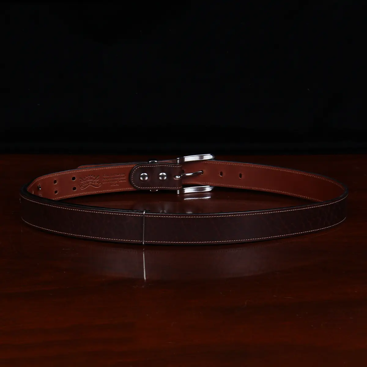 Colonel Littleton No. 1 Leather Belt - Italian Bridle Leather - Black Leather with Nickel, Large. Adjusts to Fit Sizes 34 - 42