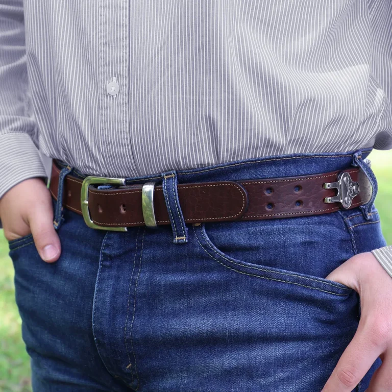 no 4 tobacco buffalo belt - shown on a man