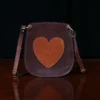 Bella bags in Tobacco Brown American Buffalo with leather patches on front - heart - front view