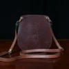Bella bags in Tobacco Brown American Buffalo with leather patches on front - star - back view