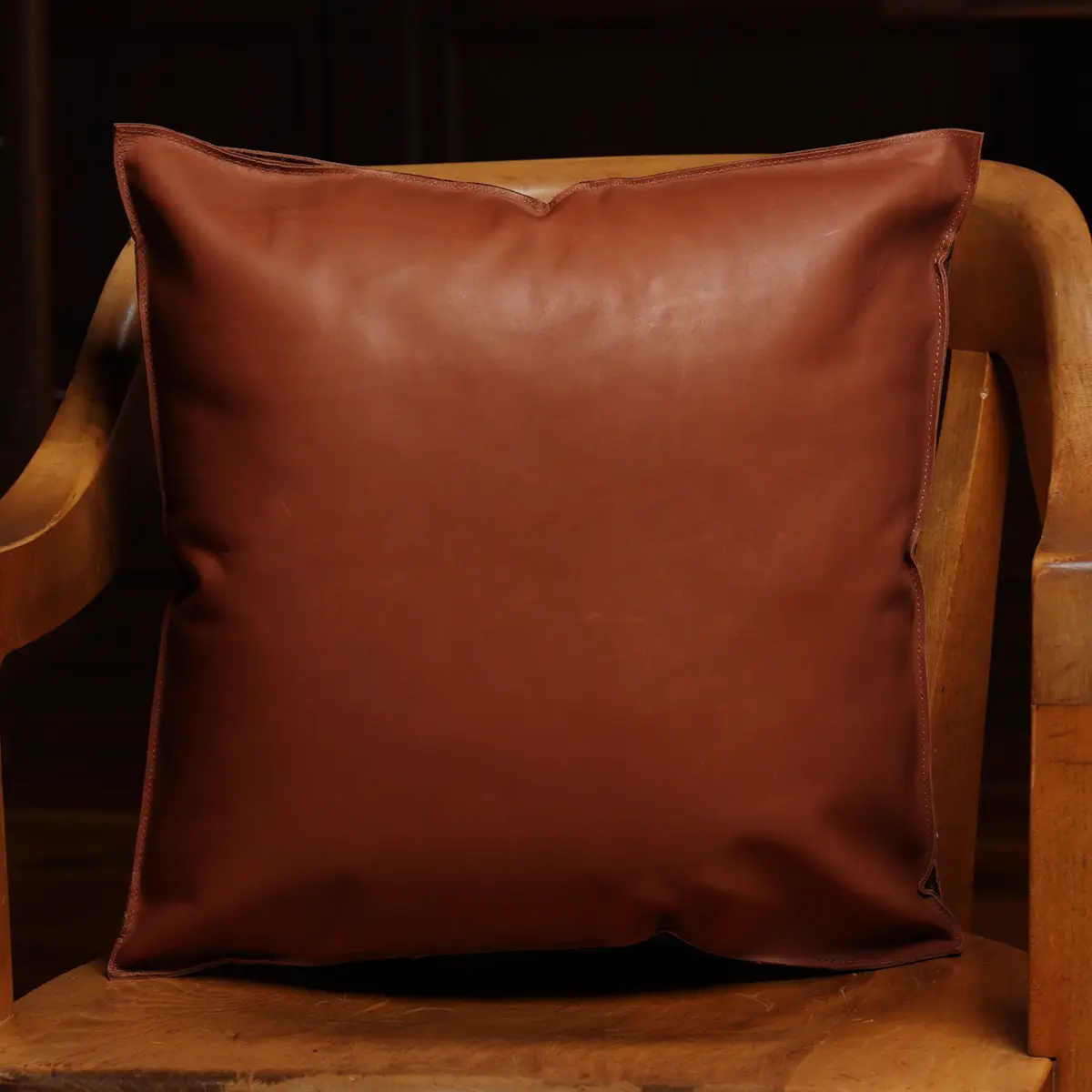 Full-Grain Leather Pillow, American Made