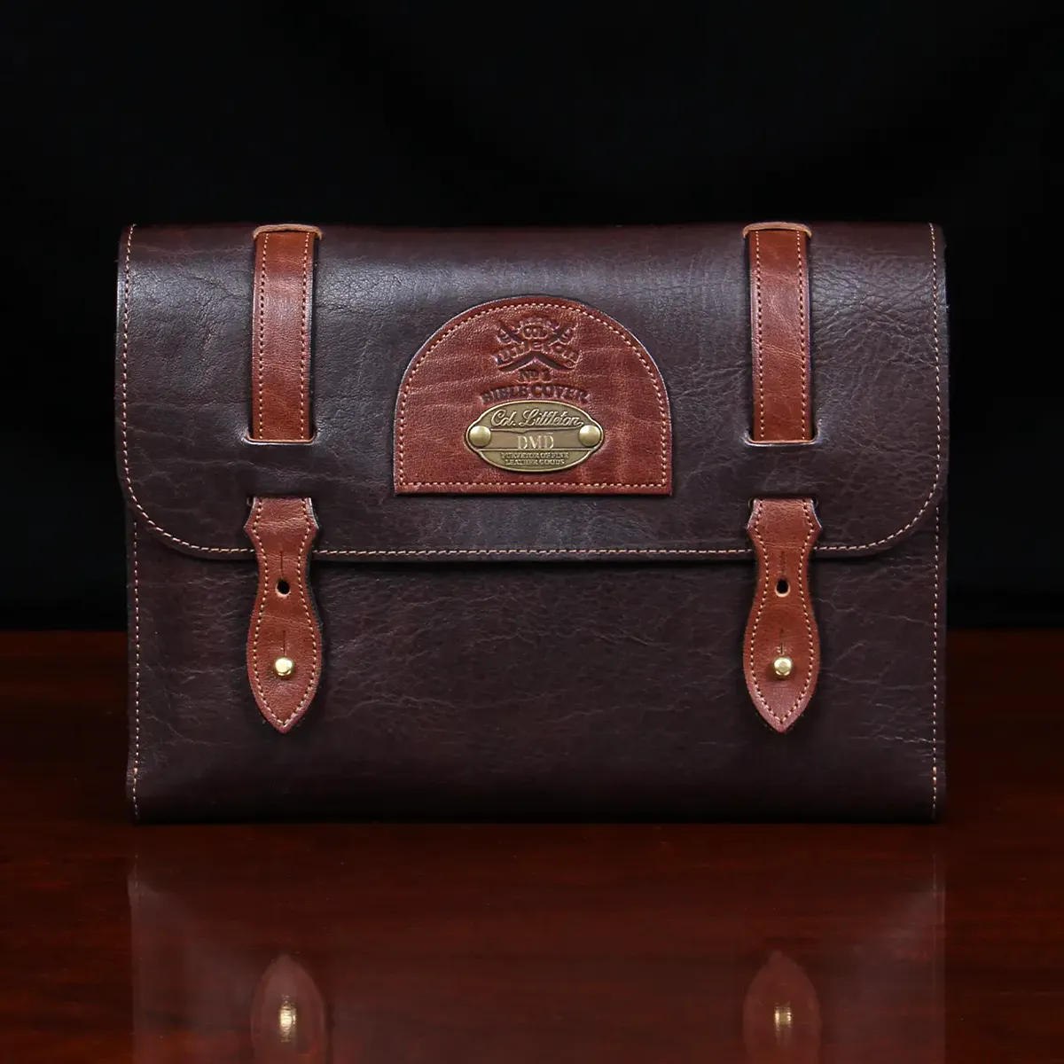 front view of closed leather bible cover
