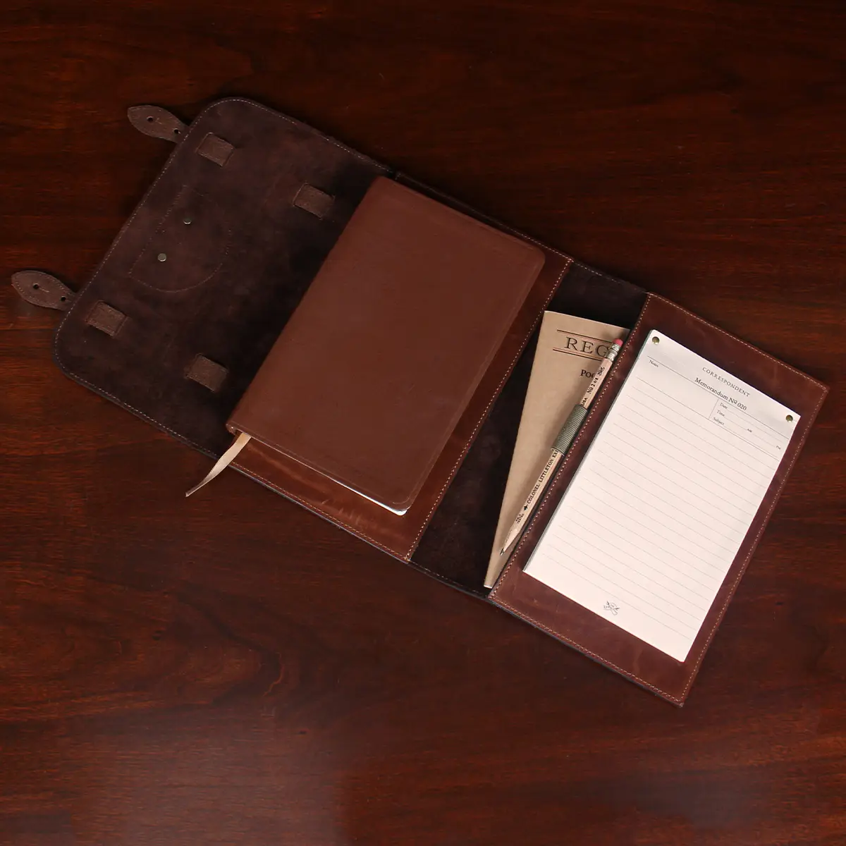 open view of leather bible cover